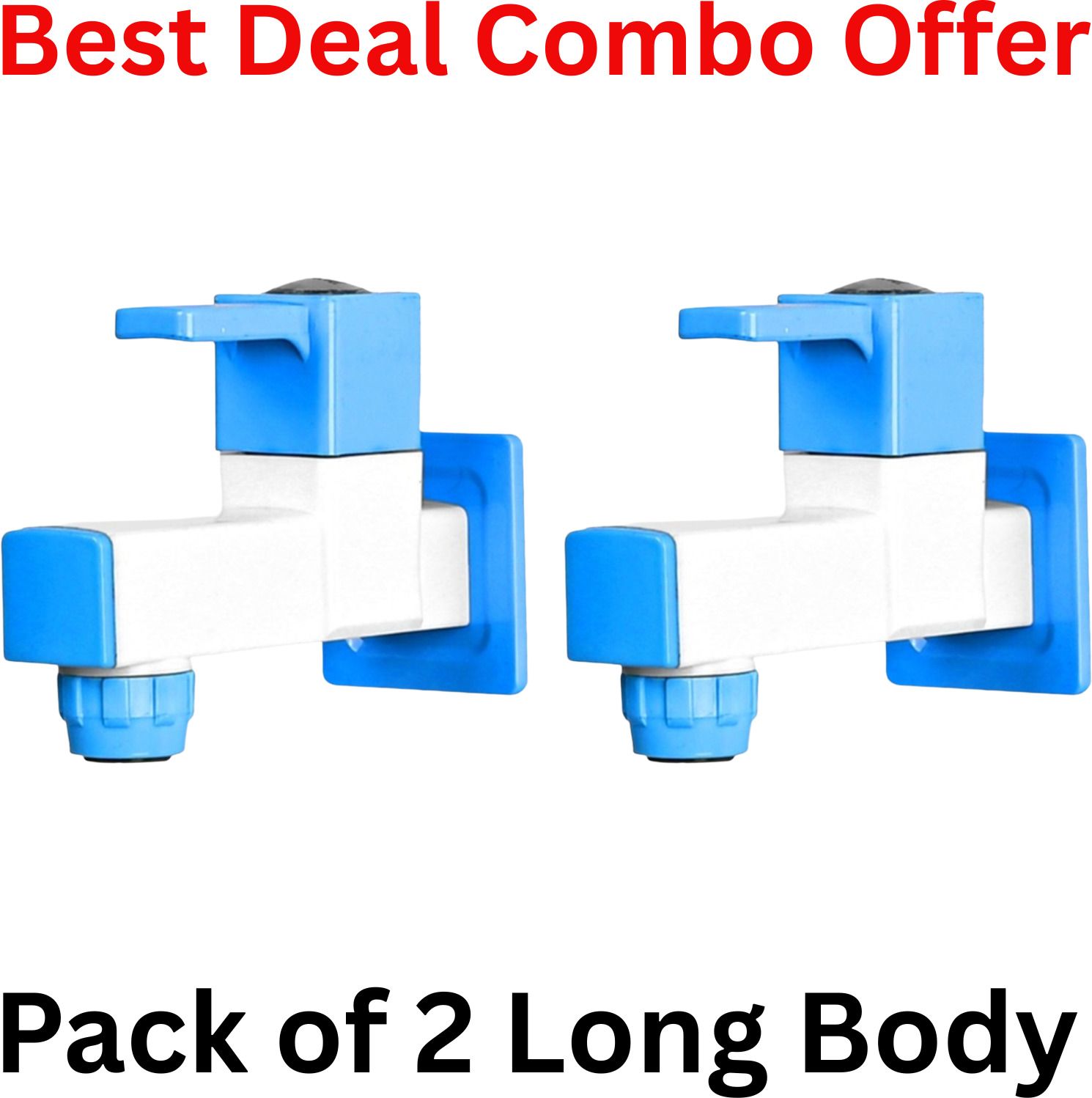 Pack of 2 Long Body Tap for Bathroom Plastic tap for bathroom 17 mm White Blue Tap Mount Water Filter-image-25