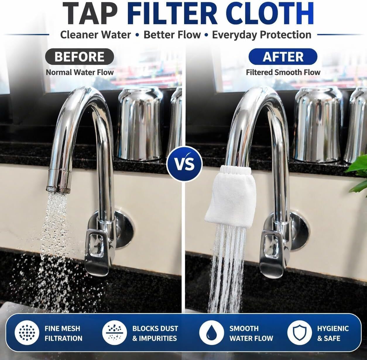 regulus 6 Items Reusable Double Layer Spun Elastic Fit Cotton Cloth Tap Mount Water Filter-picture-30