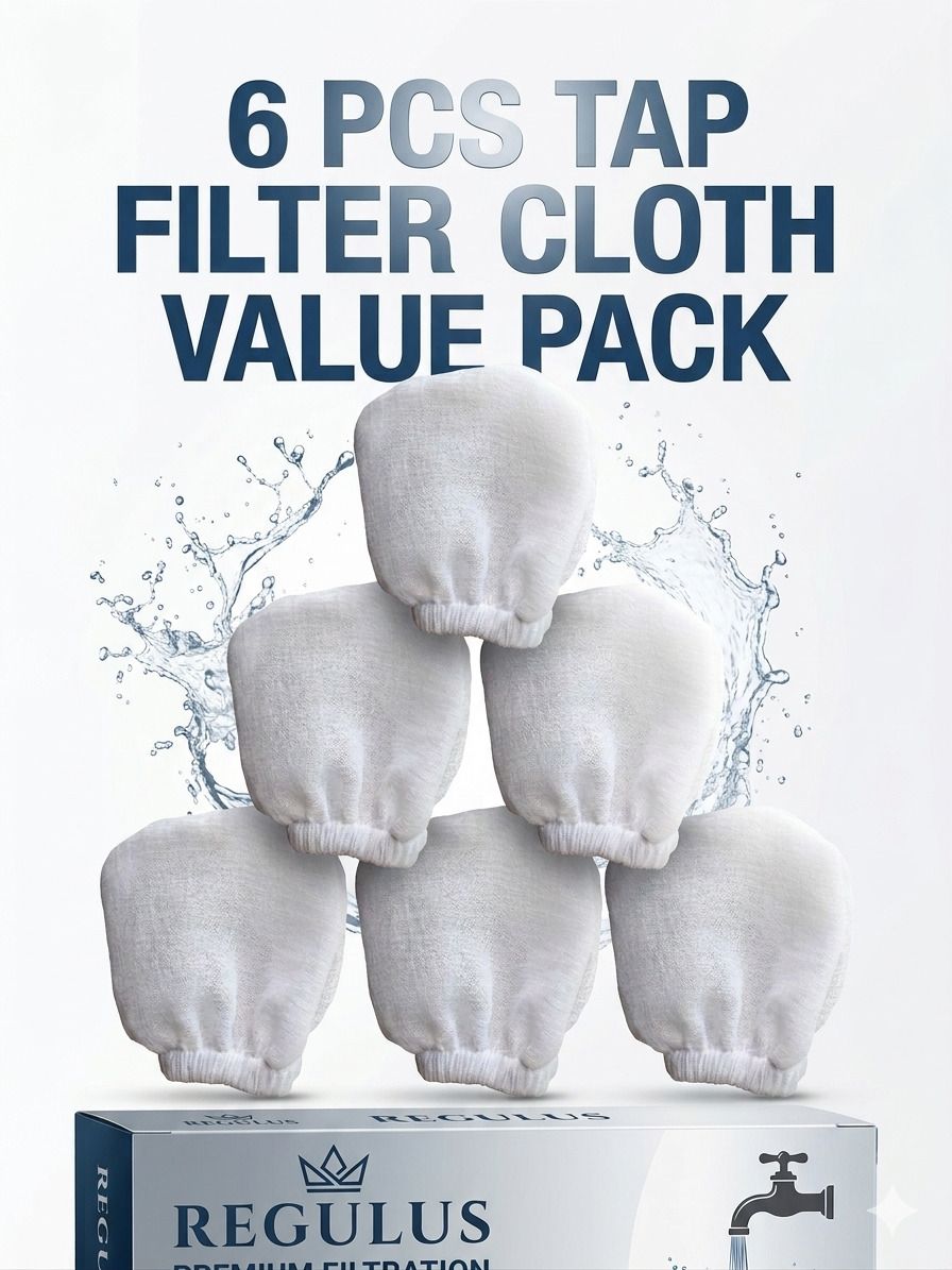 regulus 6 Pack of Reusable Double Layer Spun Elastic Fit Cotton Cloth Tap Mount Water Filter-picture-47