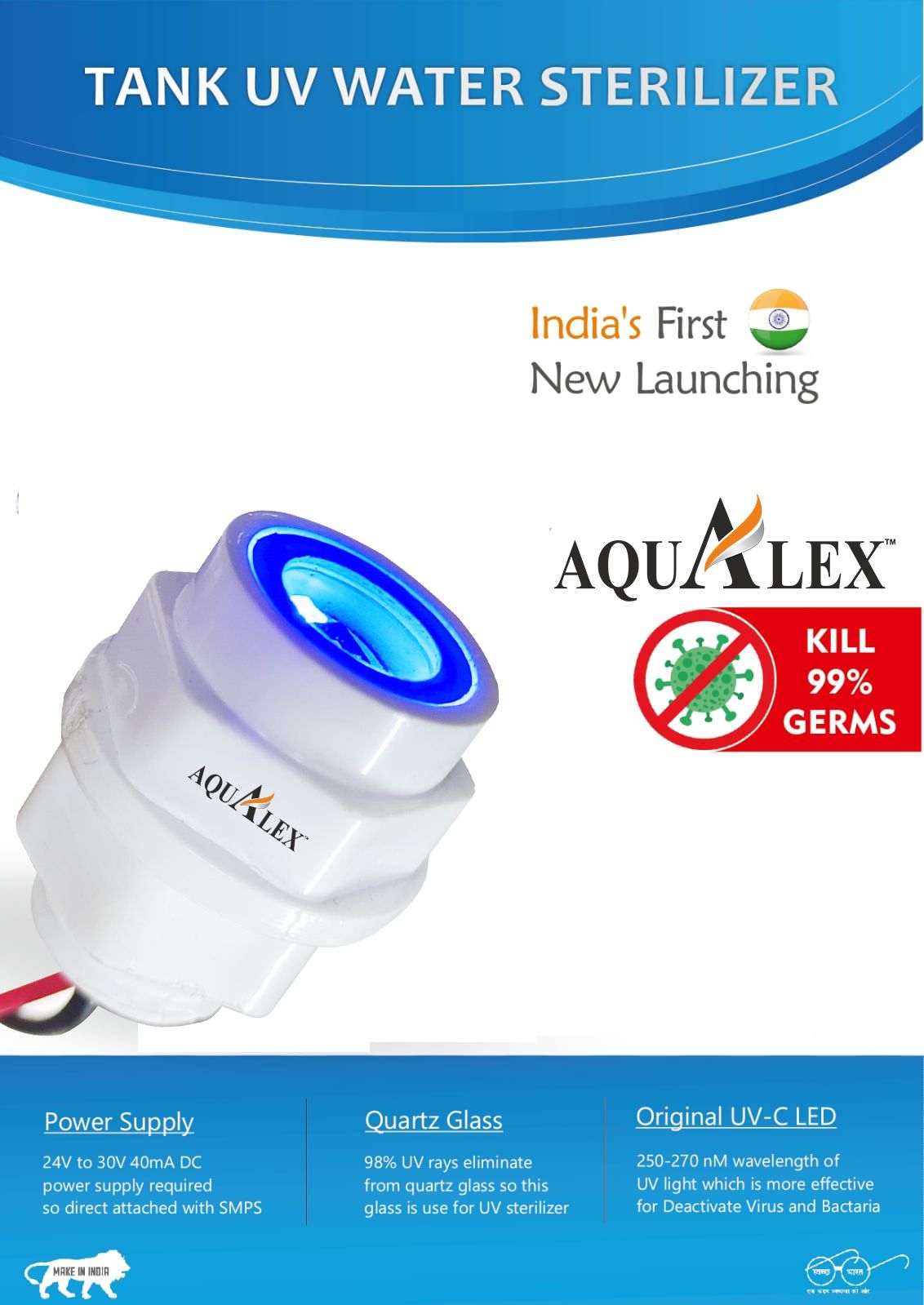 Pokar RO, UV Tank LED BULB Original UV, Customised Fit in Your RO-UV-UF purifier Tap Mount Water Filter-image-28