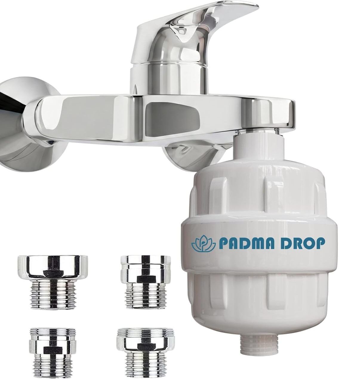 padma drop NUARA Shower and Tap Filter for Muncipality Water | With Metal Adapters (White) Tap Mount Water Filter-picture-41