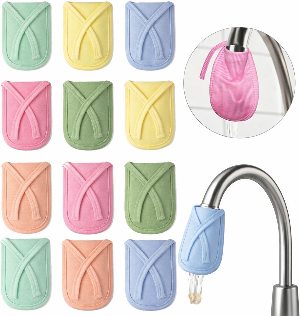 zelovi Cotton Tap Water Filter Cover Set of 12, Faucet Filter Cloth Tap Mount Water Filter-picture-43