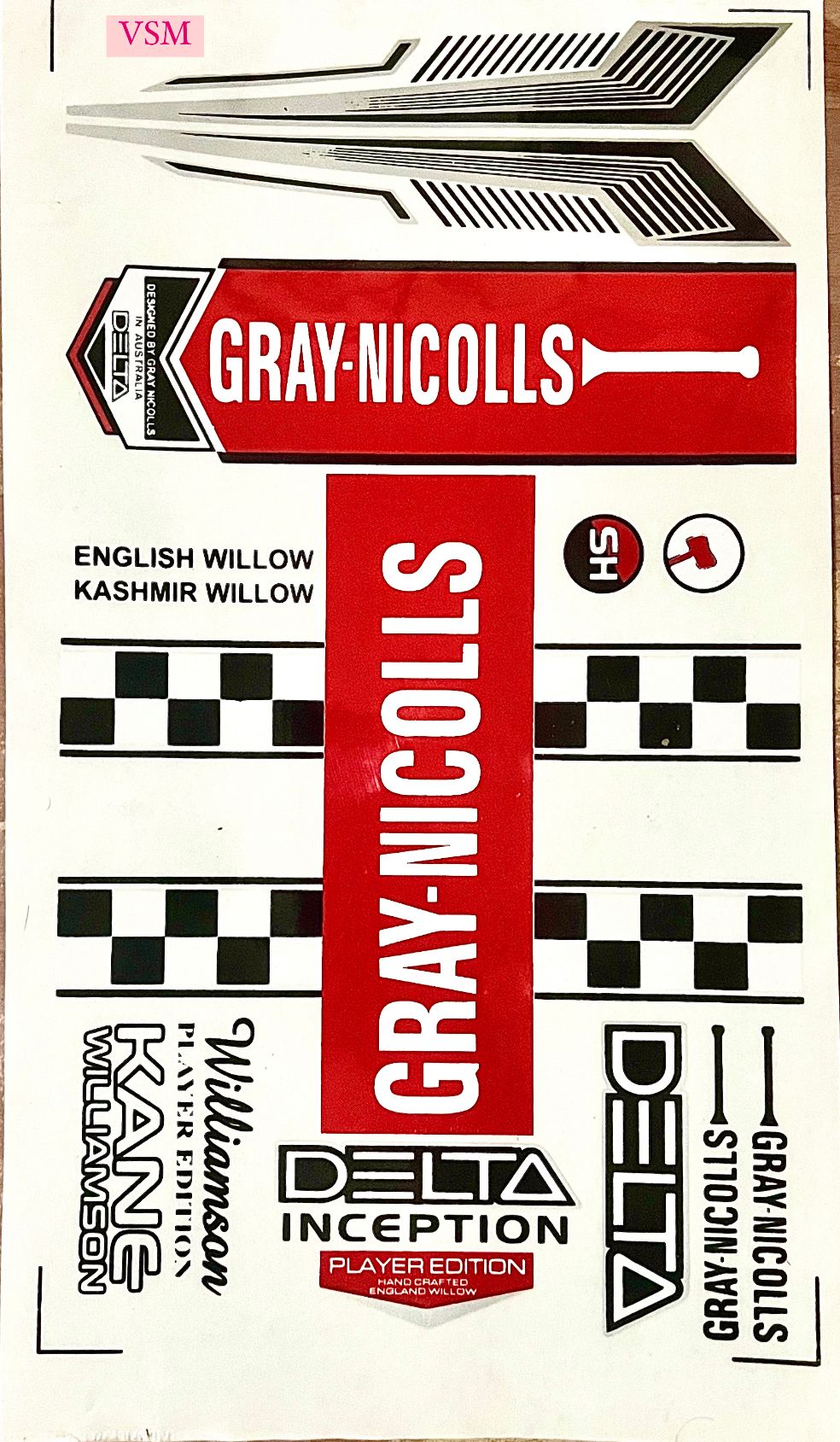 VSM_3D_GRAY_NICOLLS_DELTA_STICKER Bat Sticker