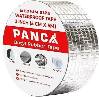 Aluminium tape 2 inch x 5 mtr Sealer Butyl Strong Tape for PipeRoof & Tank Leakage Waterproof Seal Repair Tape (Manual)-image-29