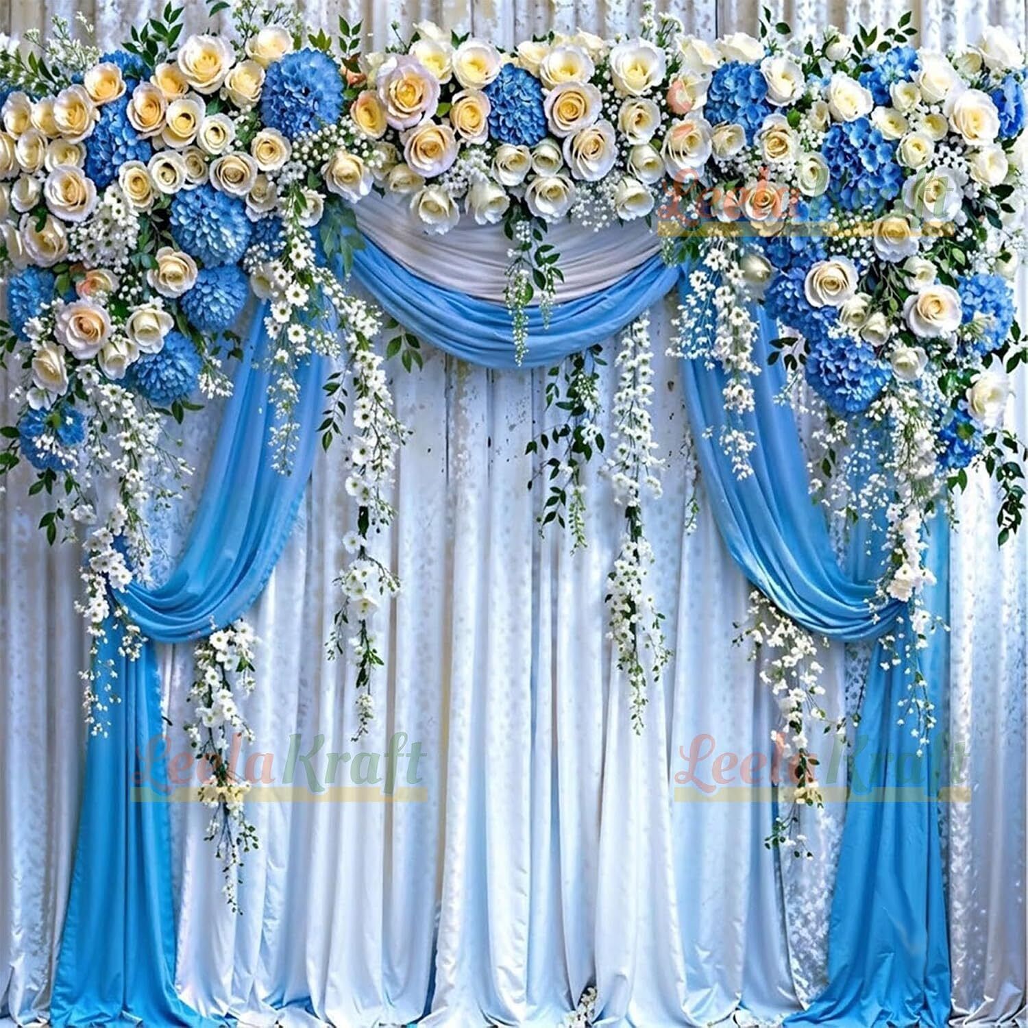 leela kraft Wedding White Traditional Decor Backdrop Cloth (5x5 ft) Traditional Tapestry-picture-17