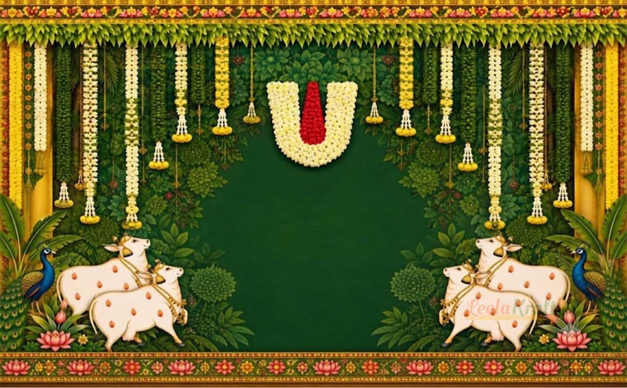 leela kraft Namalu Wedding Festival Pooja Decoration Backdrop Cloth 5x8 Ft Size Namalu Tapestry-picture-41