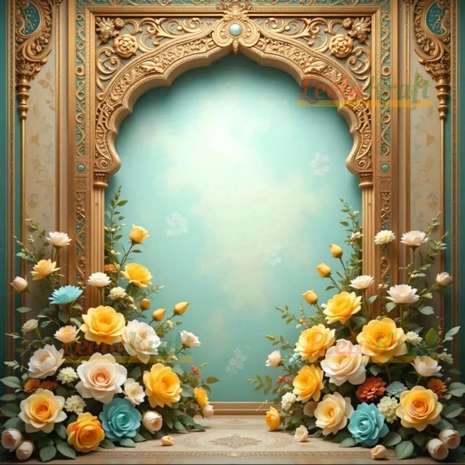 Yellow Rose Wedding Decor Backdrop Cloth (5x5 ft) Wedding Tapestry-image-17