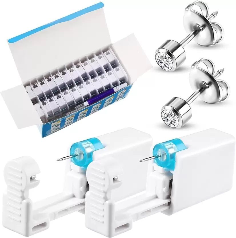 Upgraded Disposable Ear Nose Navel Piercing Tools With Zirconia Stud 24 Pcs Box Permanent Tattoo Kit-image-1