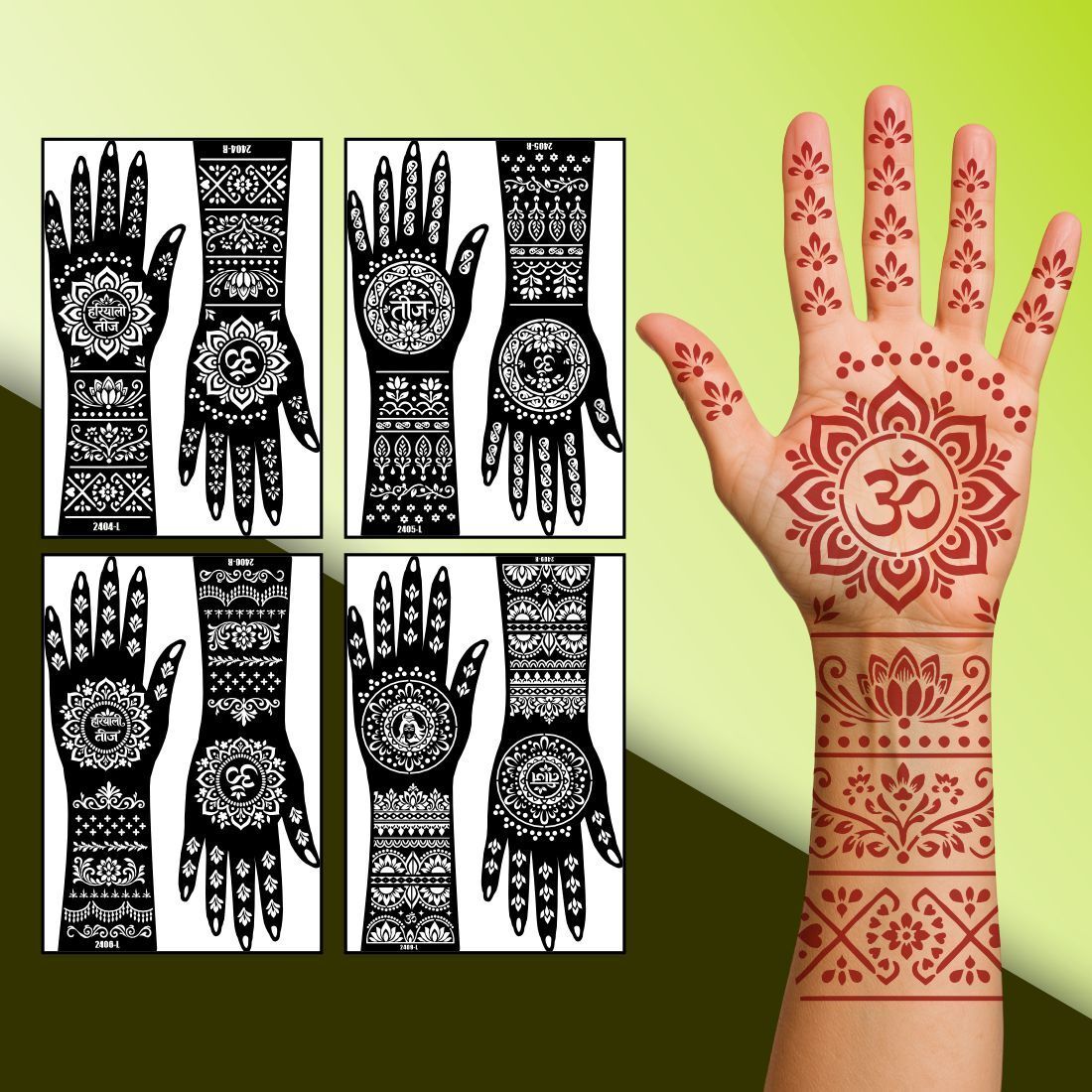 temporary tattoowala Hariyali Teej Mehndi Stencil Sticker Set-picture-16