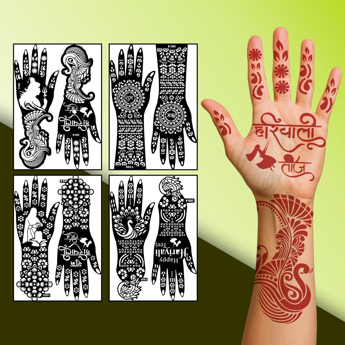 temporary tattoowala Teej Festival Mehndi Stencil for Hands-picture-28