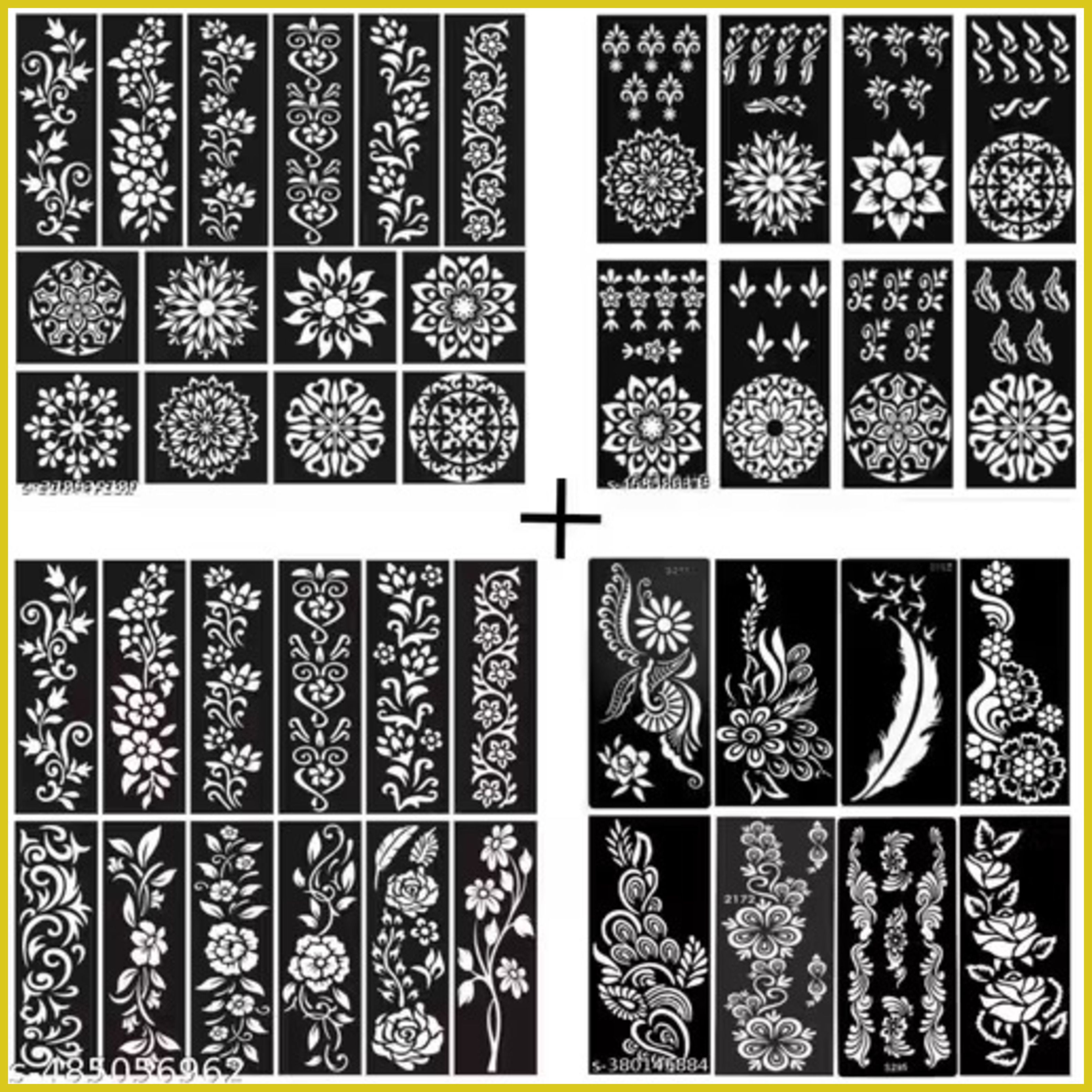 stencil aura Full Hand Floral Mehndi Stencil Design (Front Hand Pair)-picture-24