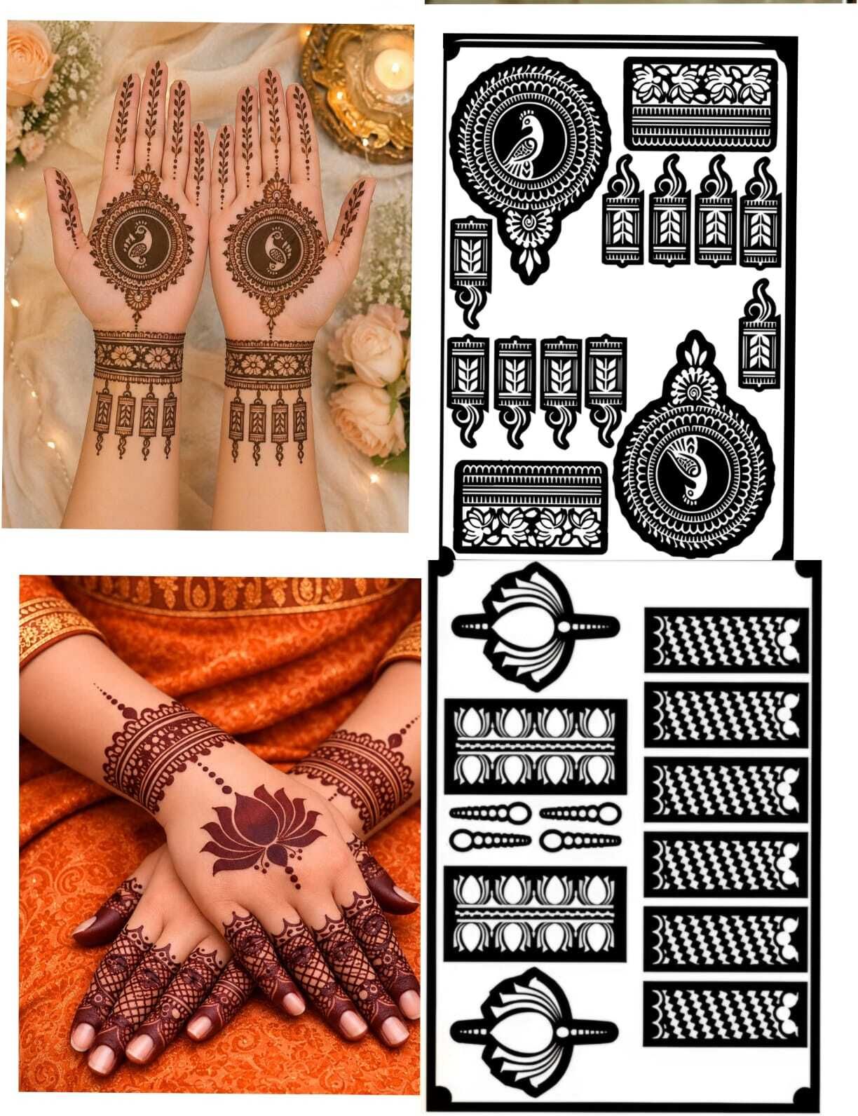 rosh fashion Unique Mehndi Stencil For Female hands, Mehndi Designs-picture-27
