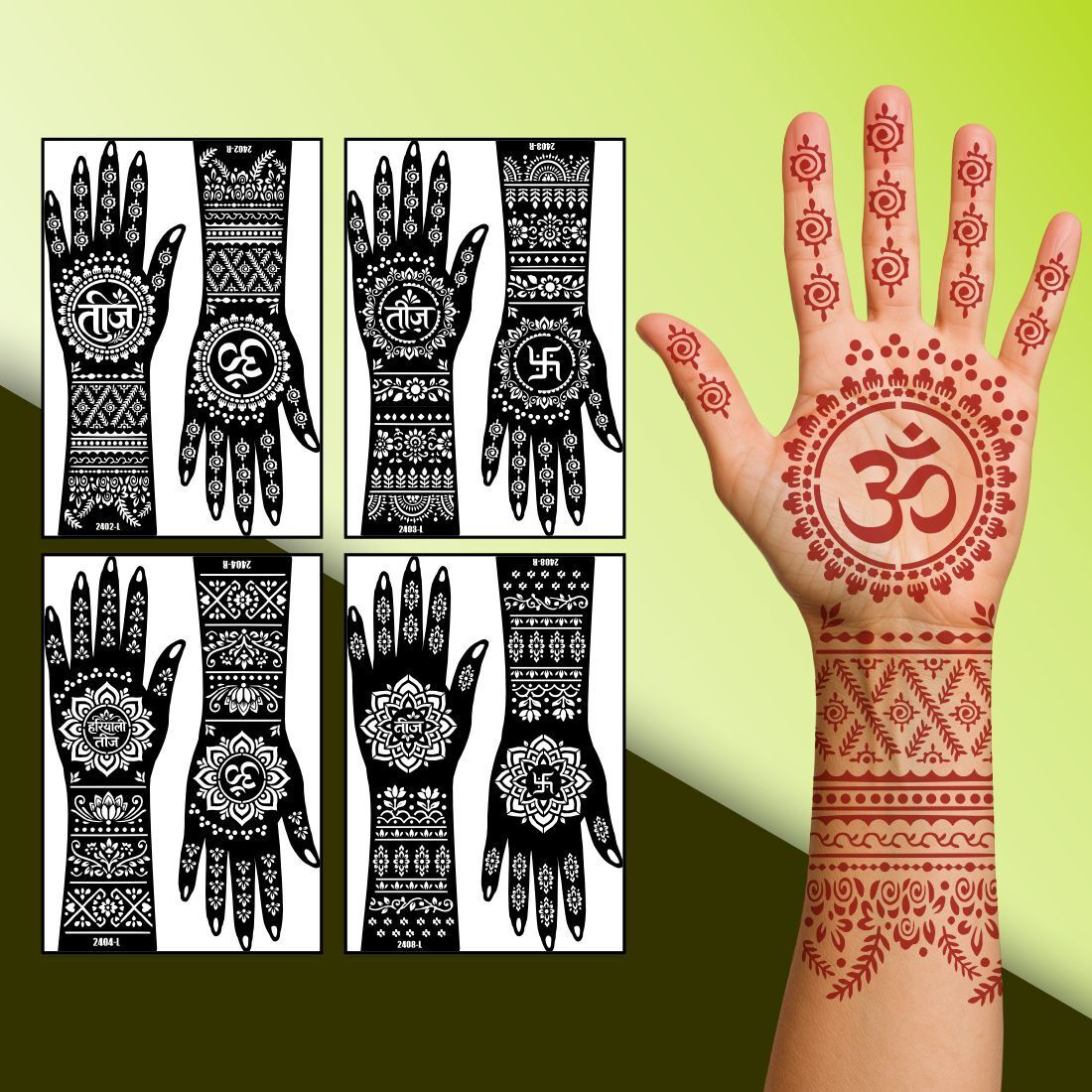 temporary tattoowala Hariyali Teej Mehndi Stencil Sticker-picture-33