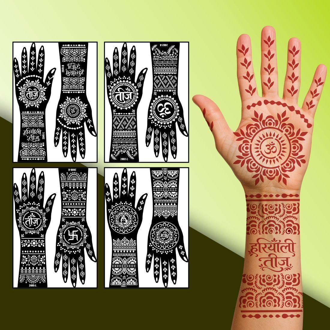 temporary tattoowala Reusable Hand Mehndi Stencil Set-picture-38