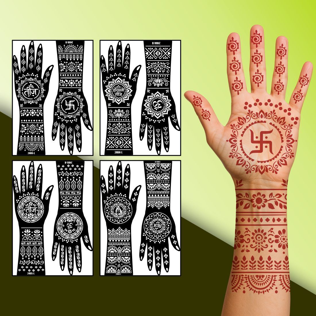 temporary tattoowala Reusable Teej Mehndi Stencil Sticker-picture-42
