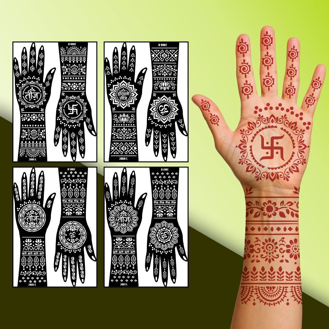 temporary tattoowala Traditional Teej Mehndi Stencil Design-picture-39