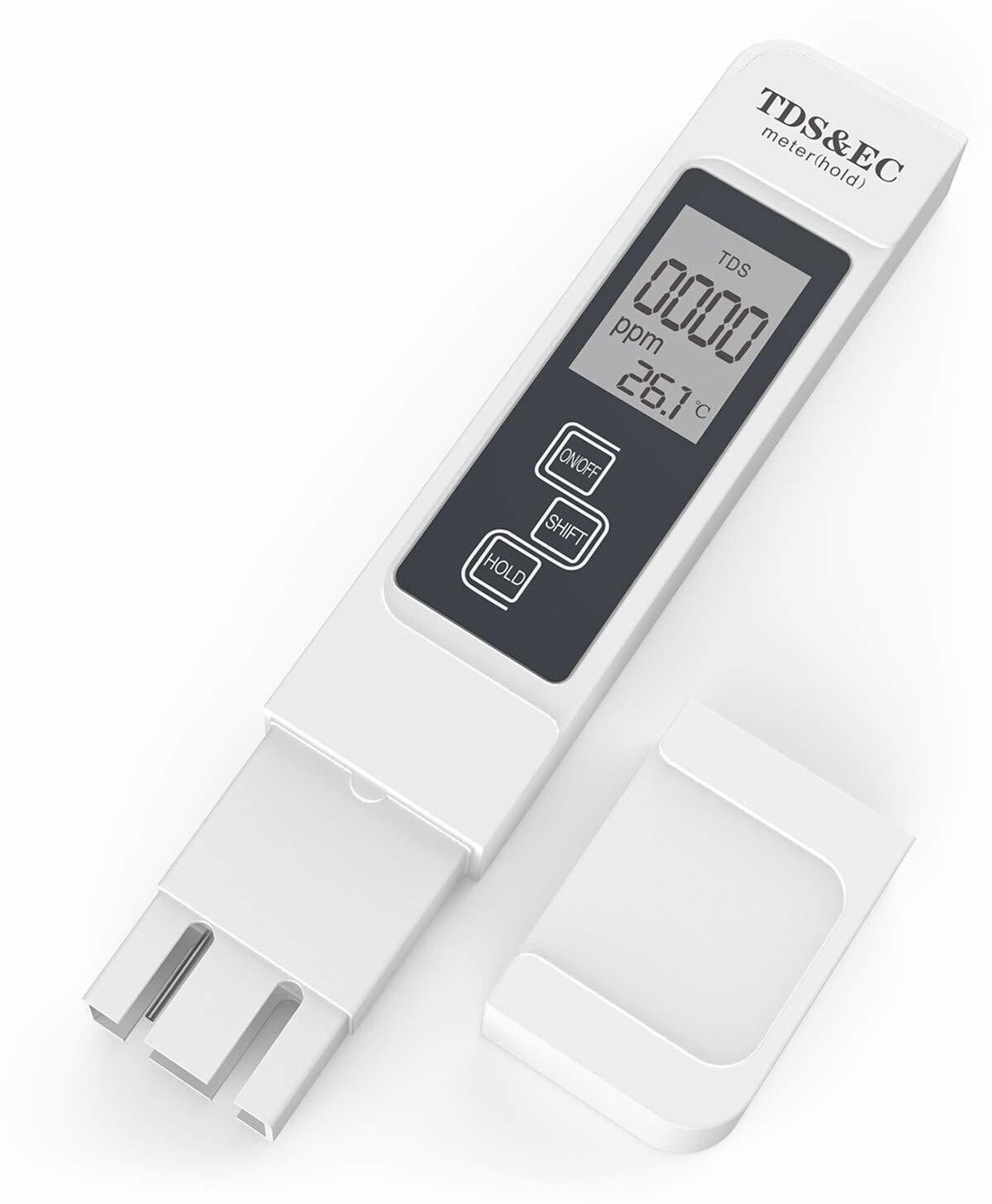 Digital Water TDS EC and Temperature Meter, Purity Tester, ATC Function, 1ppm Resolution, 0-9990 ppm Digital TDS Meter