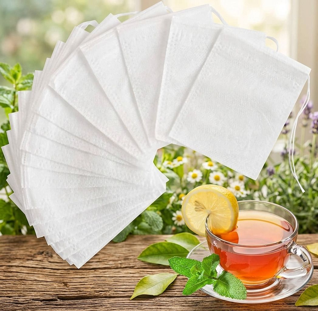 dhvinenterprise 100 pcs Disposable Tea Bag Disposable Empty Drawstring Seal Tea Bag Filte Tea Strainer-picture-40