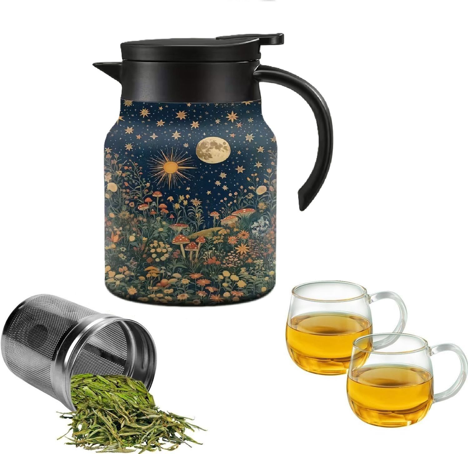 clefairy Thermal Tea Pot with Handle and Built in Infuser Stainless Steel Insulated Tea Urn-picture-44