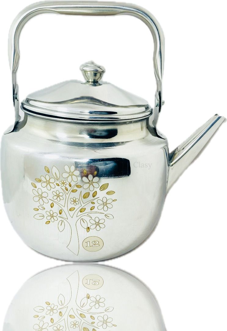 Tea Kettle Laser Printed 100% Stainless Steel Mirror Finish Tea Urn-image-33