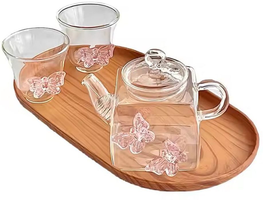 keya Tea Kettle with Butterfly Design & Matching Cups Tea Urn-picture-14