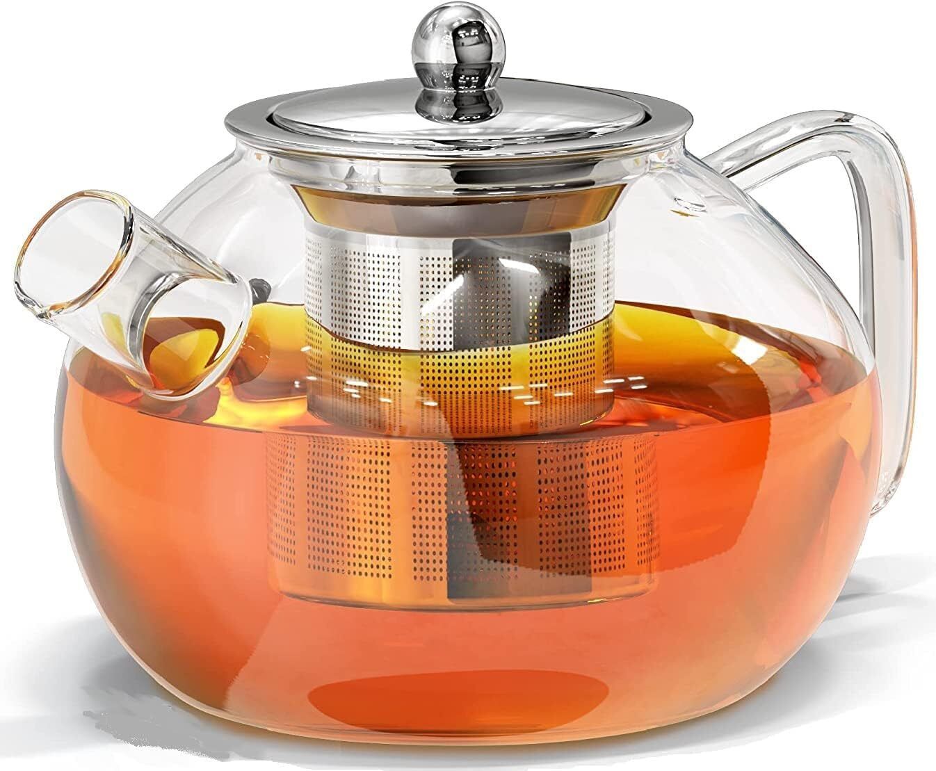 Glass Tea Pot with Stainless Steel Infuser & Lid Tea Urn
