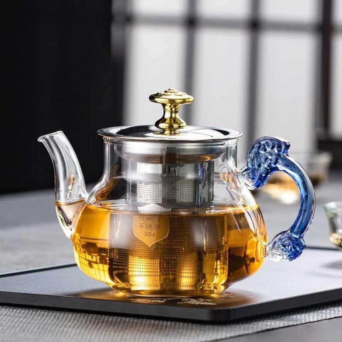 K0143 blue handle glass Tea Urn-image-0