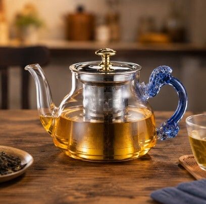 mori ltd Elegant Heat-Resistant Glass Tea Pot with Stainless Steel Filter Tea Urn-picture-24