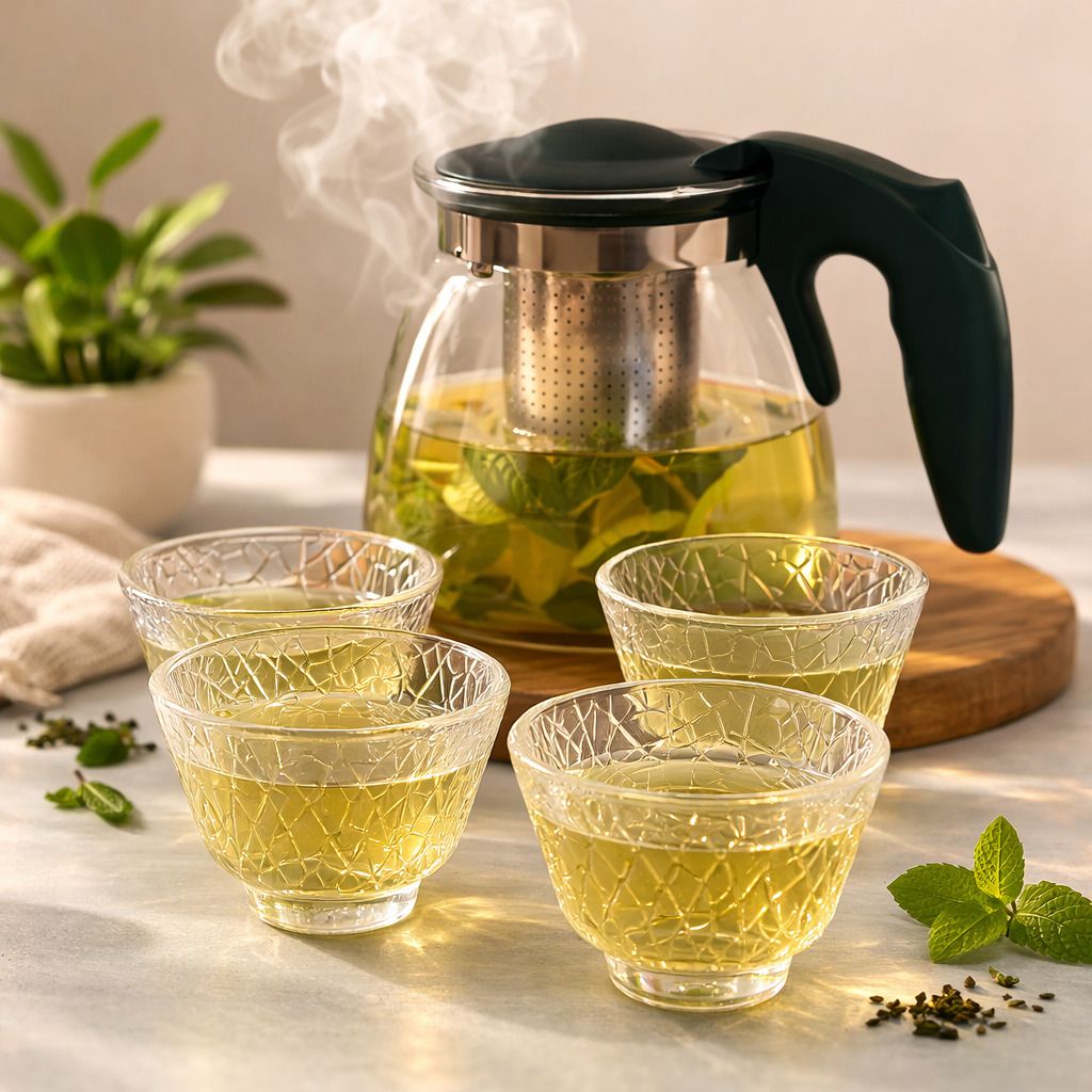 keya Heat Resistant Tea Maker with 4 Glass Cups for Green Tea, Herbal Tea Urn-picture-34