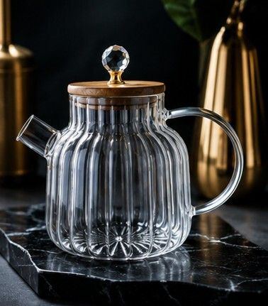 mansi ltd Transparent Borosilicate Glass Tea Pot 1.5L Elegant Tea Serving Kettle Tea Urn-picture-27