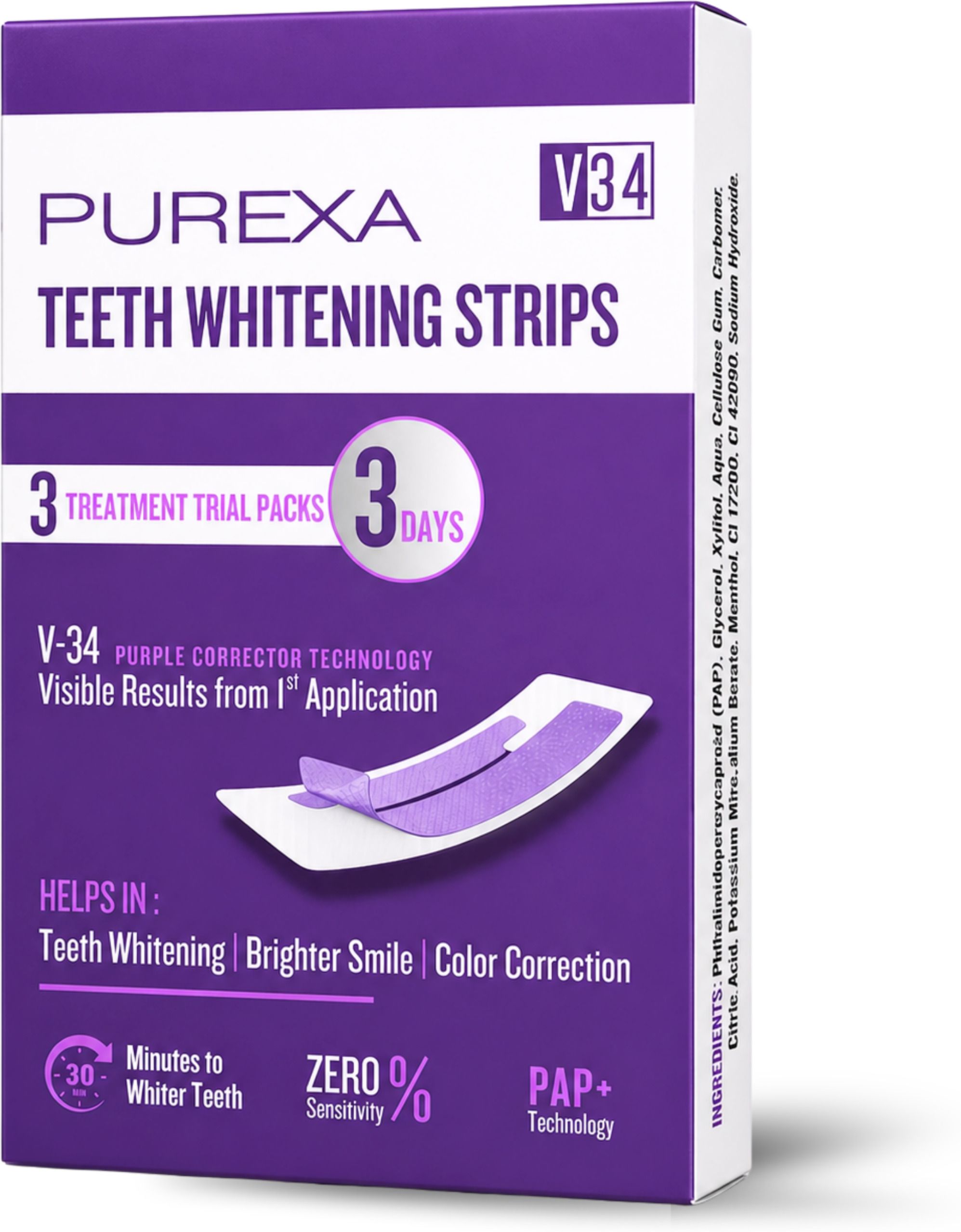 purexa Purple Teeth Whitening Strips for Yellow & Stained Teeth- 6 Strips(3 Treatments) Teeth Whitening Kit-picture-13