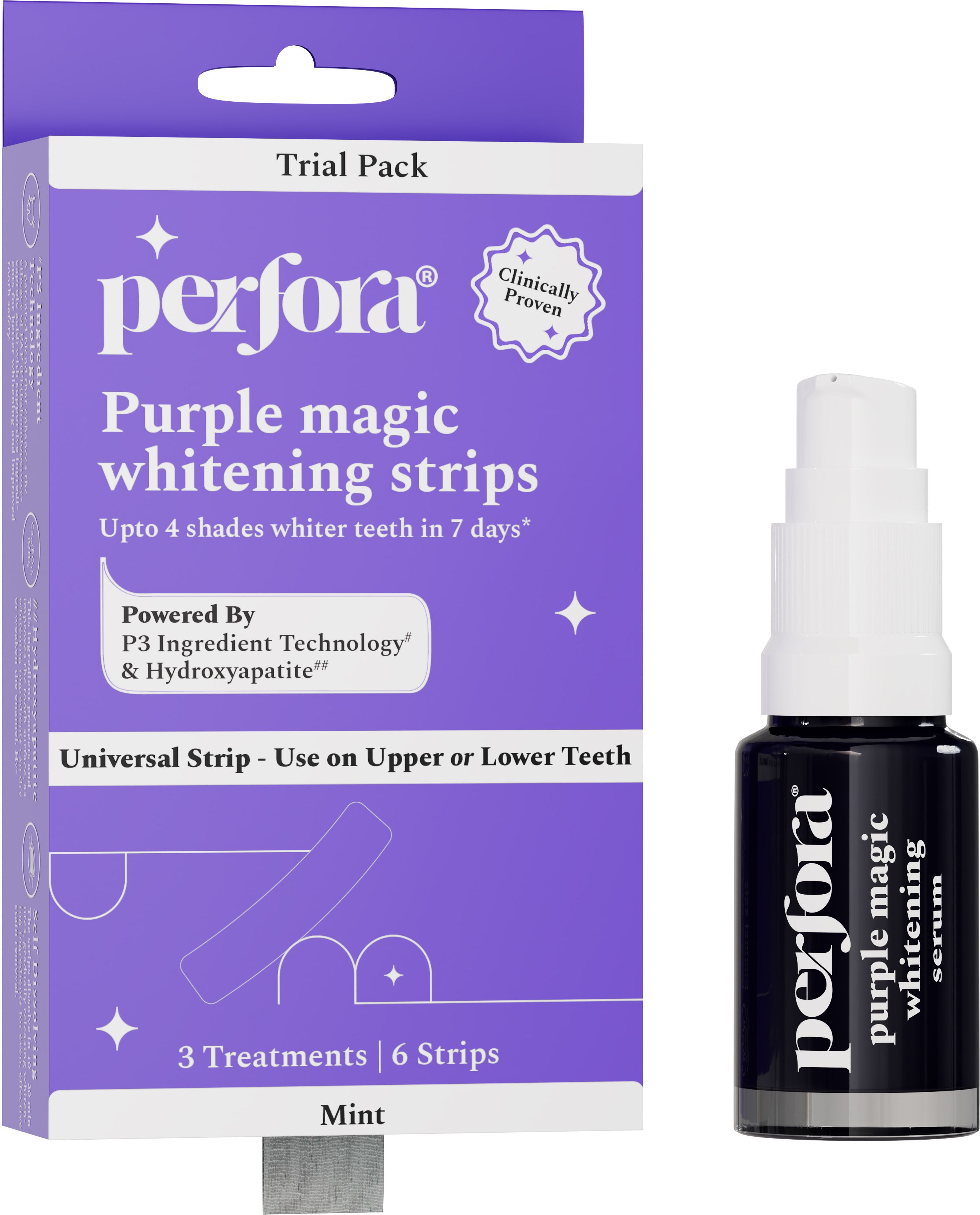 perfora Instant Glow Combo - Purple Strips & Purple Magic Serum (10ml), Purple Teeth Whitening Kit-picture-10