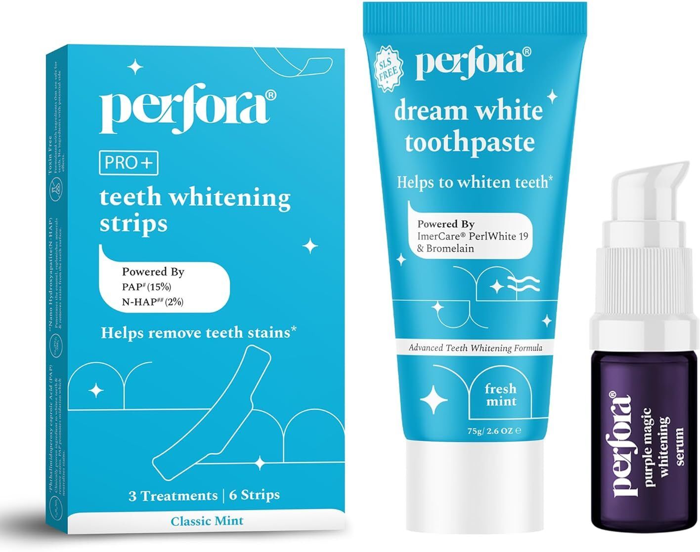 perfora Teeth Whitening Strips, Purple Serum & Dream White Toothpaste, Safe & Effective Teeth Whitening Kit-picture-16