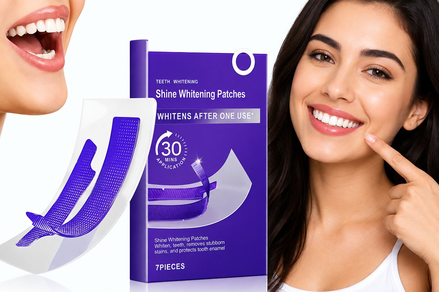 Teeth Whitening Strips 14 PCS | Purple Enamel Safe Whitening Care Teeth Wipe-image-47