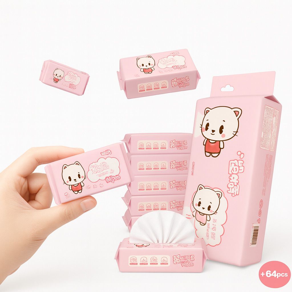 dlnox Mini Baby Wipes Disposable Portable Pocket Water Wipes for Travel 64 Pcs Teeth Wipe-picture-12