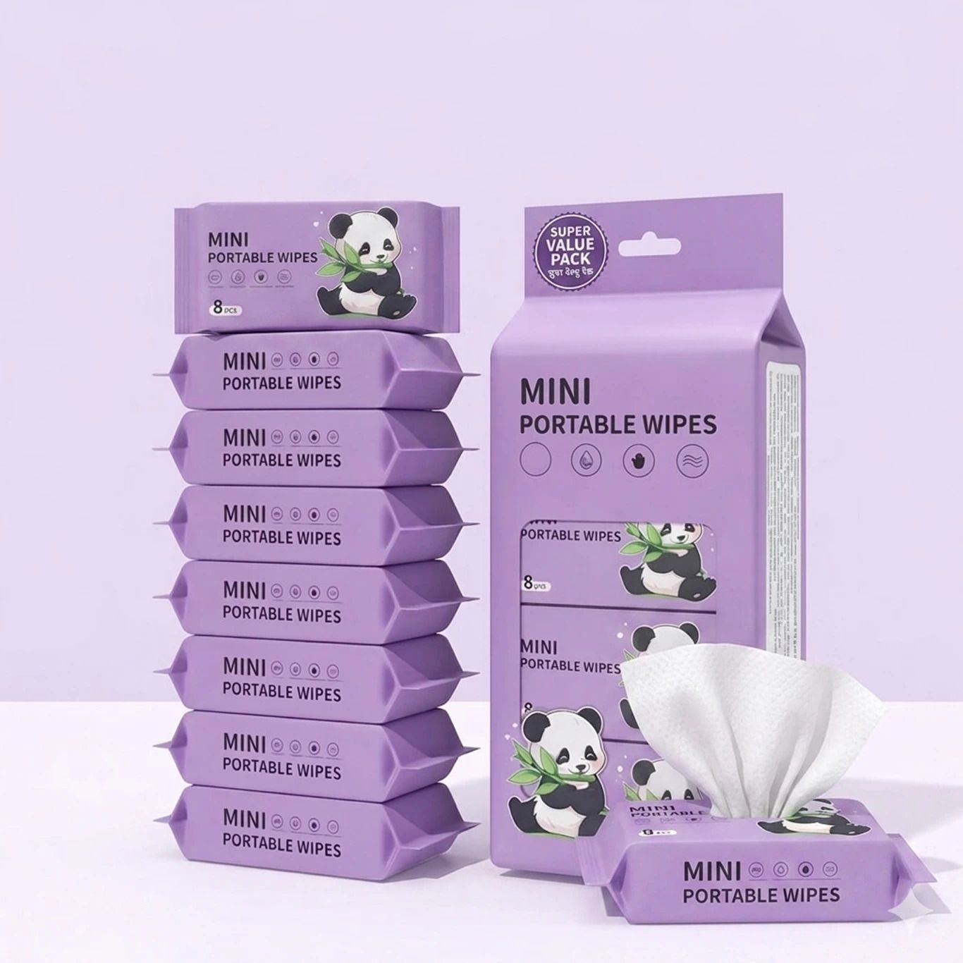 collab Mini Portable Wet Wipes Pack of 8 | Pocket Wipes |(64 Wipes Total) Wipe Warmer-picture-46