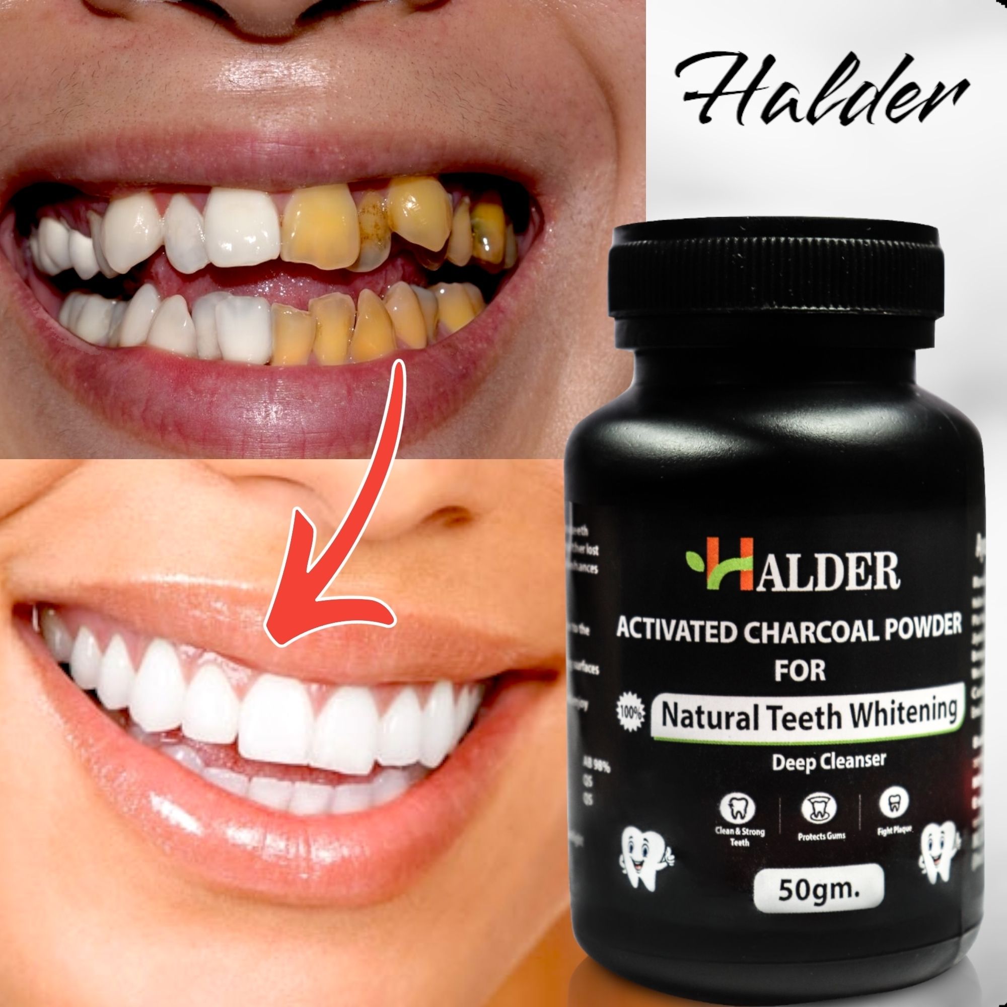 Teeth Whitening Charcoal Powder | Gutka Stain and Yellow Teeth Remove (50 g) Teeth Wipe-image-43