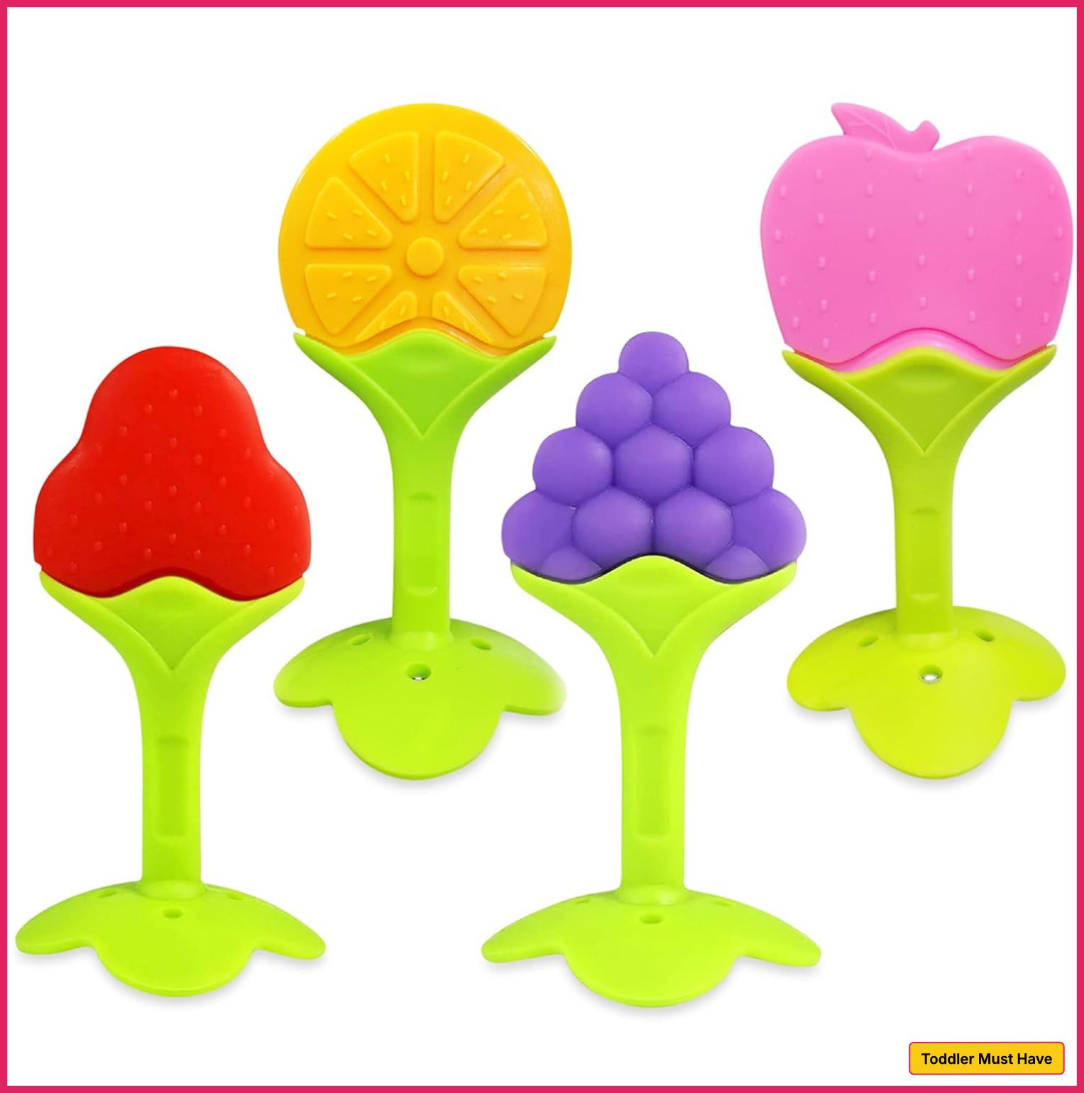 bebe soin Pack of 4 Silicone Baby Teether for 5-12 Months, BPA Free Silicone Teether-picture-31