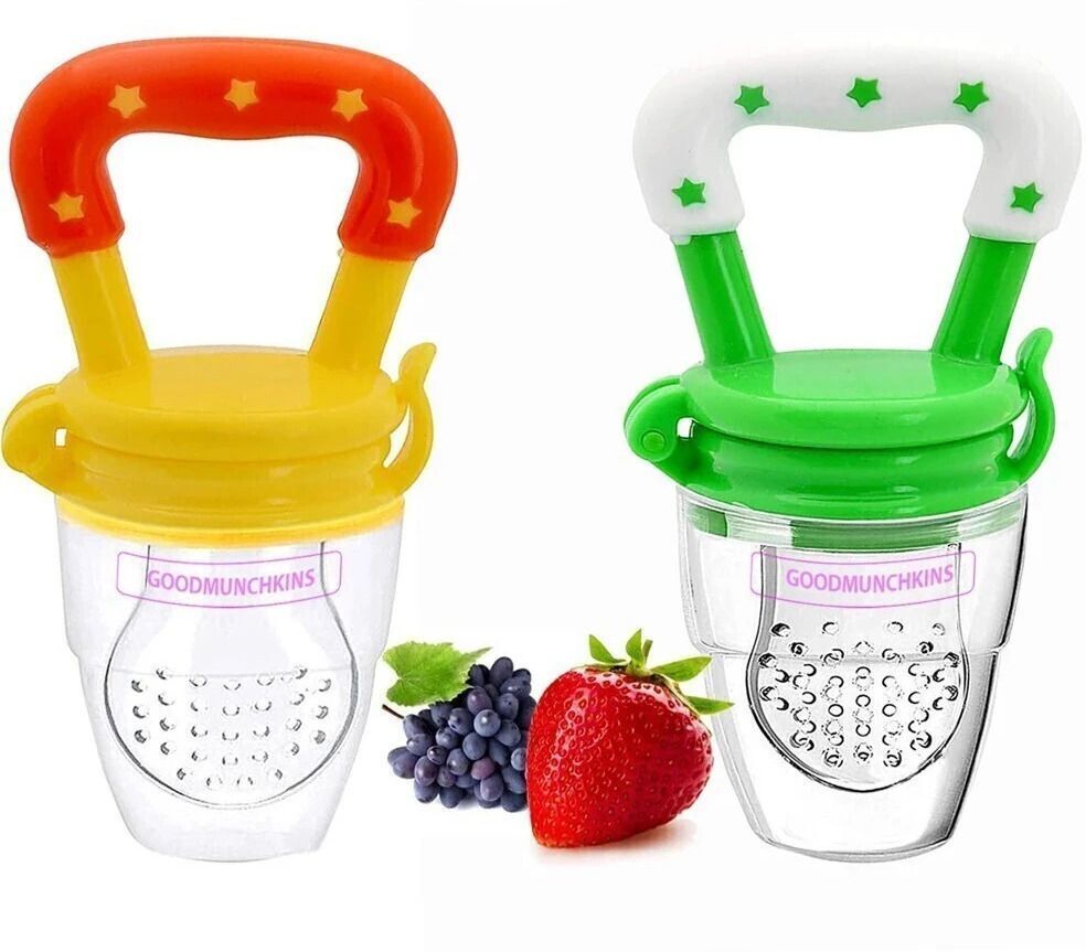 Medium Fresh Food Nibbler Fruit Feeder Silicon Nipple Pacifier Color Green & Yel Soother-image-7