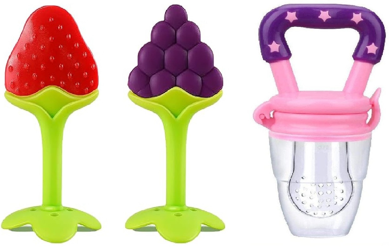 vadhavan FRUIT SHAPE TEETHER (2PC) AND 1 FRUUT FEEDER Teether image 1