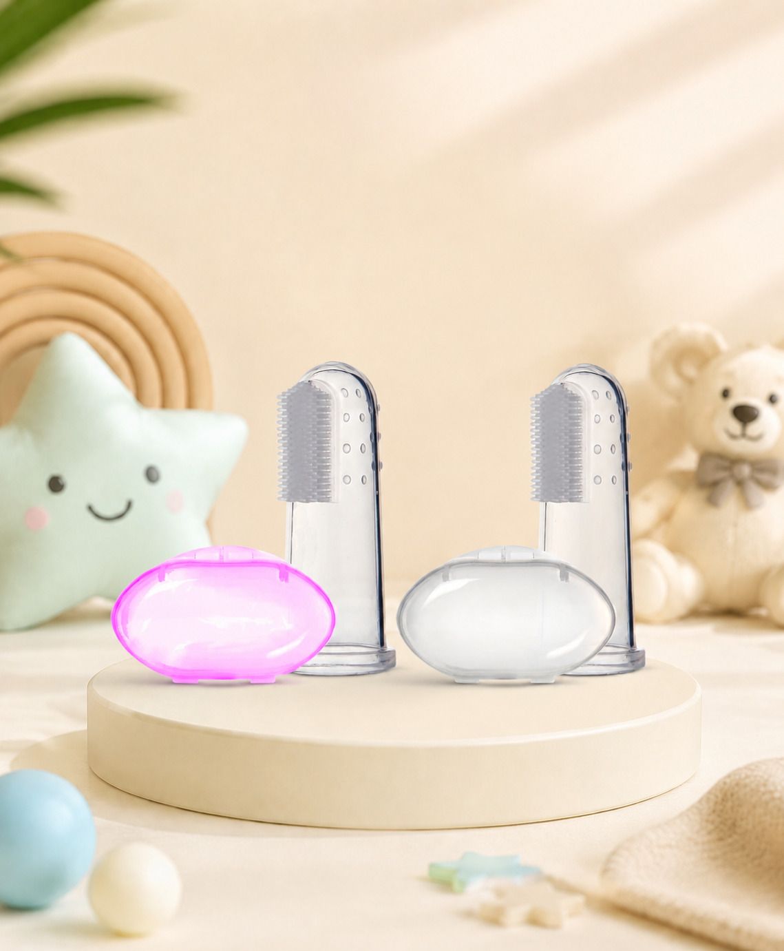 the cheeky kidzz Pack of 2 Baby Silicone Finger Brush Teether with Storage Case BPA Free Teether-picture-21