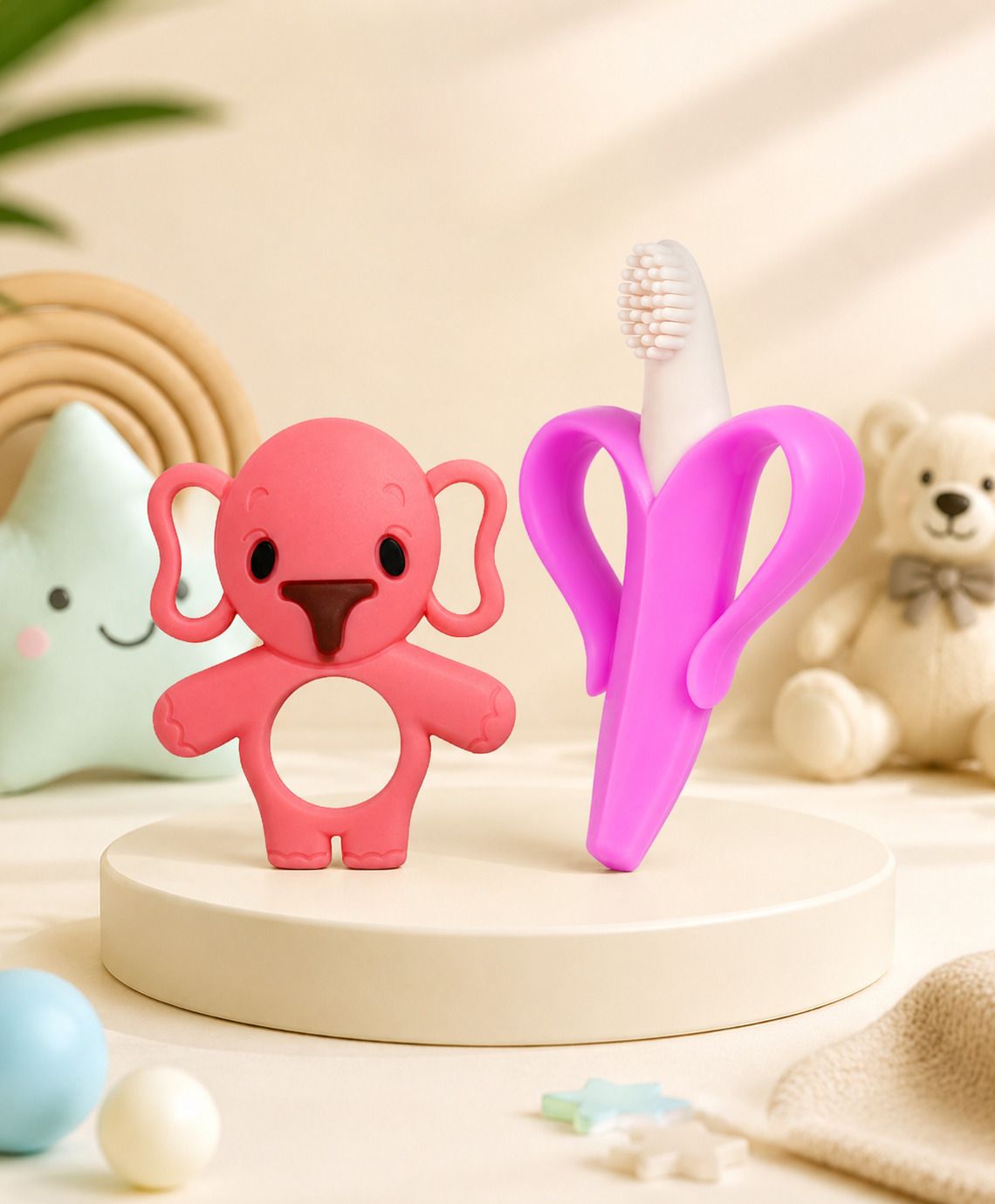 Baby Banana Teether with Soft Silicone Elephant shape Molar Teething Toy Teether-image-44