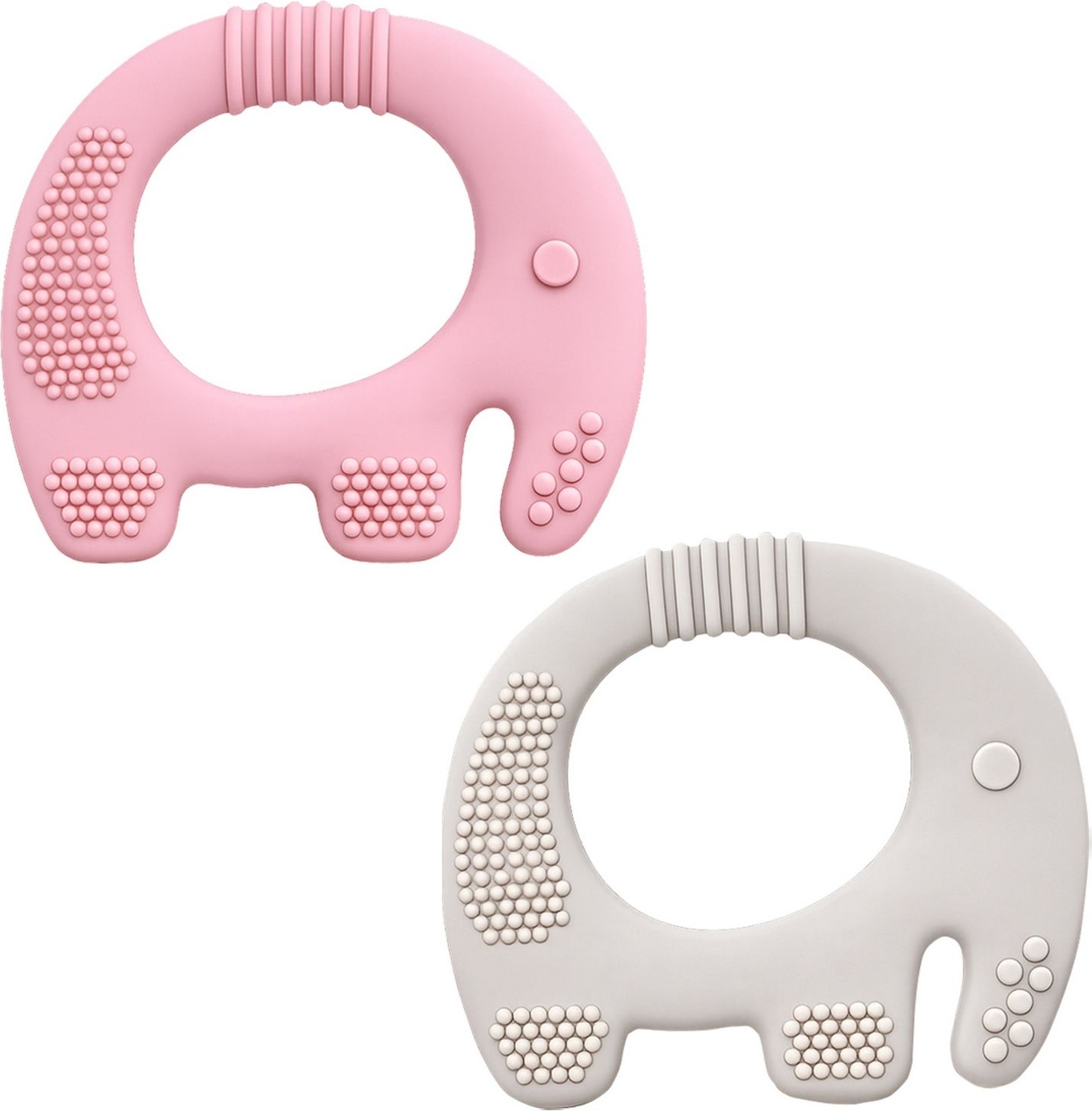 oridor Baby Gum Massage Silicone Elephant Teether Combo Pink-Grey Pack of 2 Set Teether-picture-44
