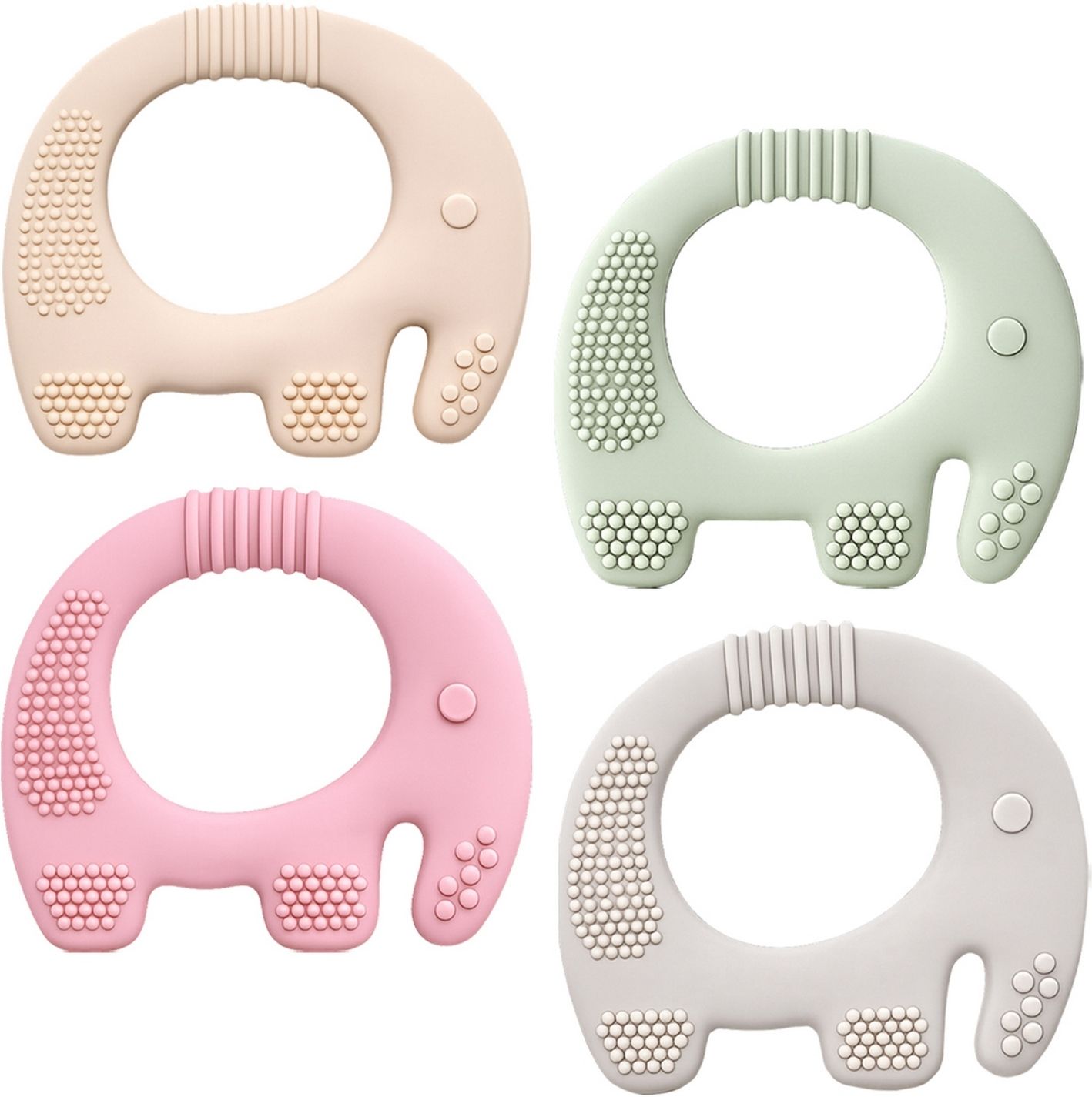 Combo Pack 4 Elephant Silicone Teether Toy for Babies Gum Massage Multicolor Teether-image-7