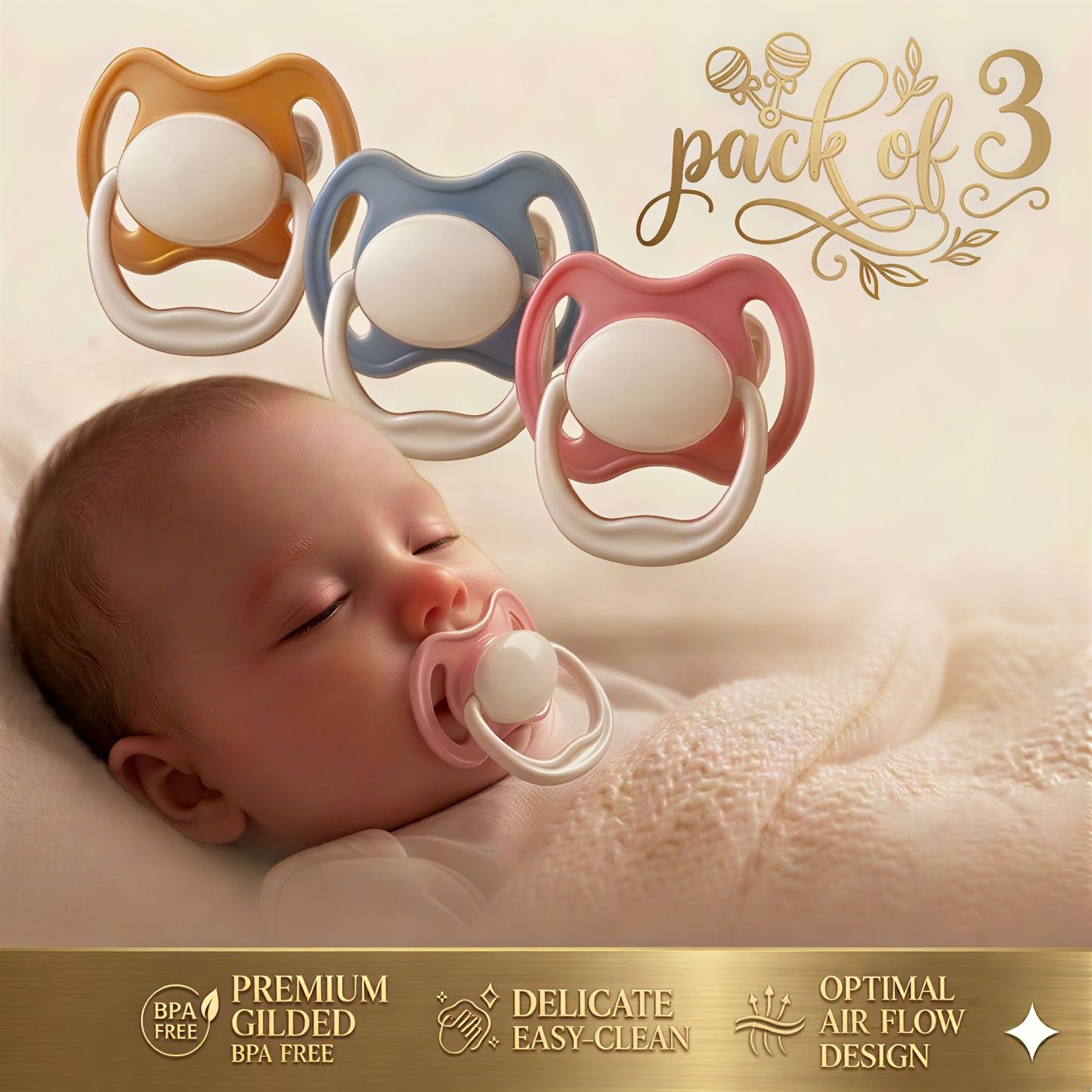 vadhavan 3pc Baby Pacifiers | BPA-Free Silicone Soothers Teether and Feeder-picture-22