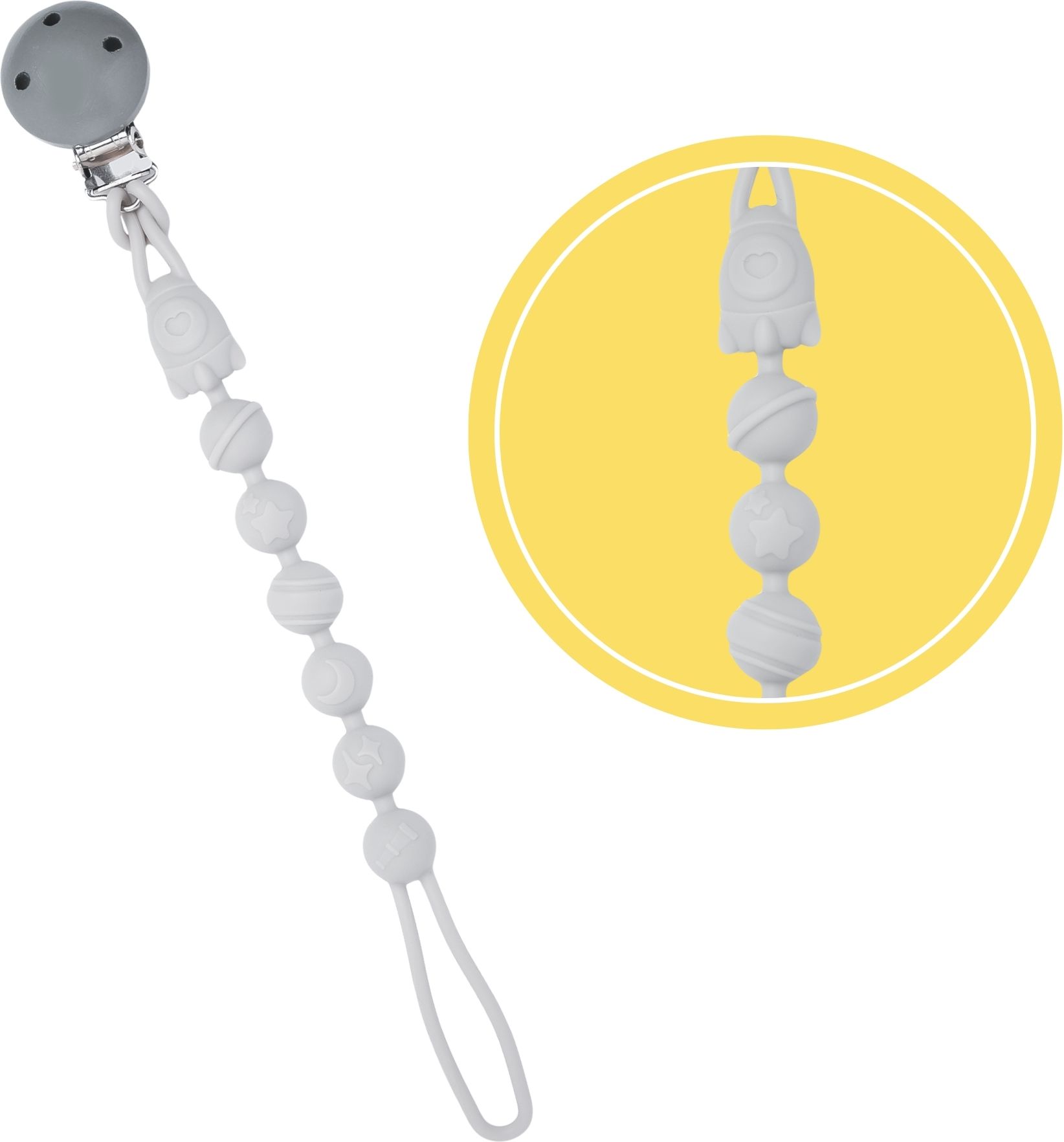 Silicone Pacifier Chain Clip for Baby, One Piece Pacifier Clips Without Soother-image-40