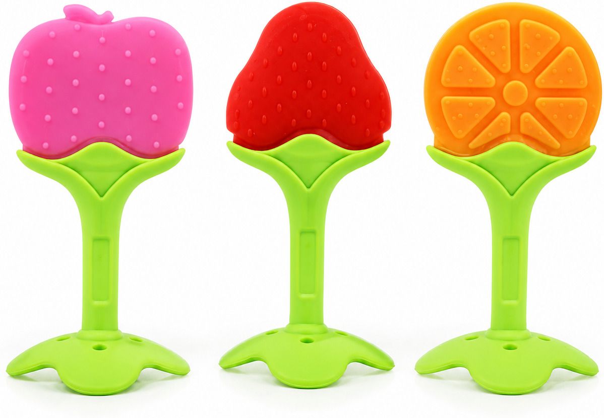 kidora traders Fruit Shape Silicone Baby Teether Set of 3, Food Grade Silicone Teether. Teether-picture-10