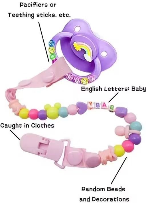 Baby Bead Pacifier Clip Holder with Adjustable Strap & Cute Decorations pack-1 Soother-image-25