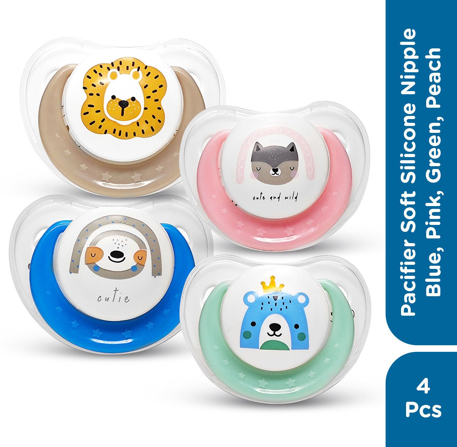 Pacifier Soft Silicone Nipple| BPA Free | Oral Stimulatory | Teether - Pack of 4 Soother-image-34