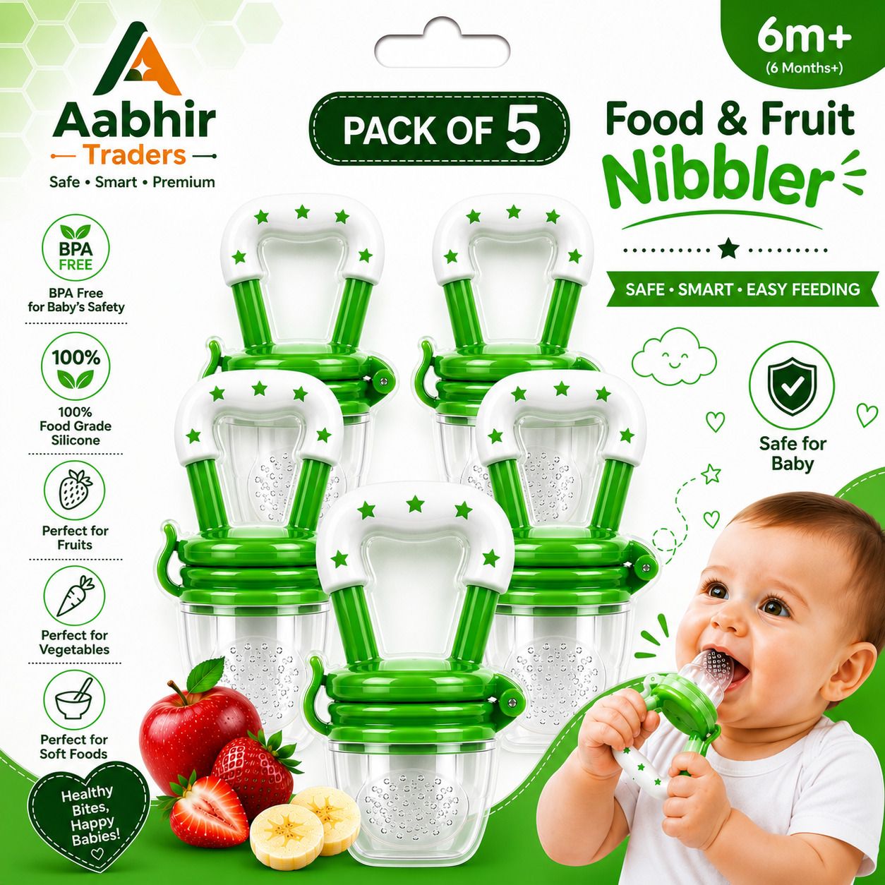 Silicone Food & Fruit Nibbler Feeder Teether and Feeder-image-15